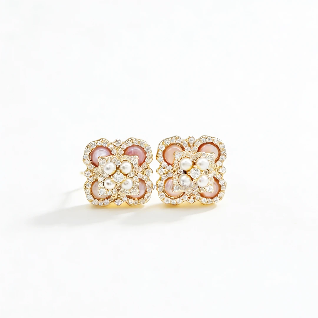 铜合金耳饰 CEGANA【粉黛】轻奢高级百搭耳饰大气气质