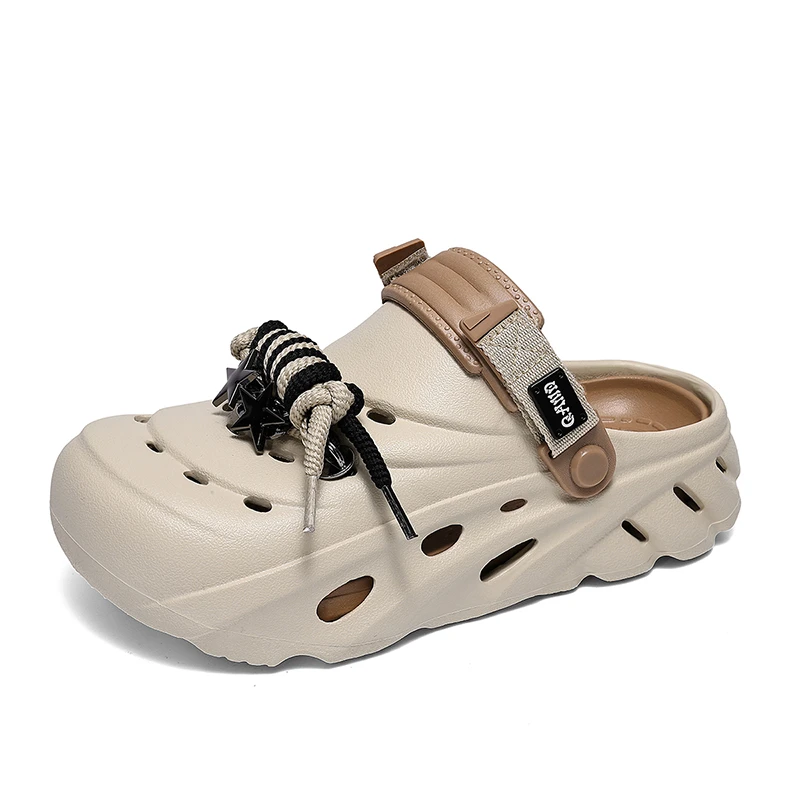 QAND镂空夏季耐磨包头拖时尚百搭增高洞洞EVA软底防滑情侣鞋子065