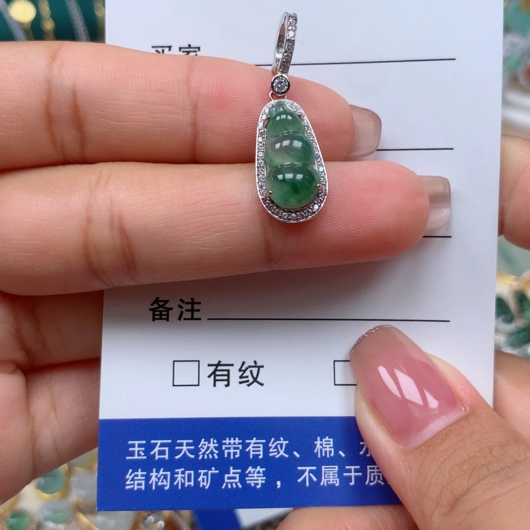 颈饰银S925镶嵌翡翠玲