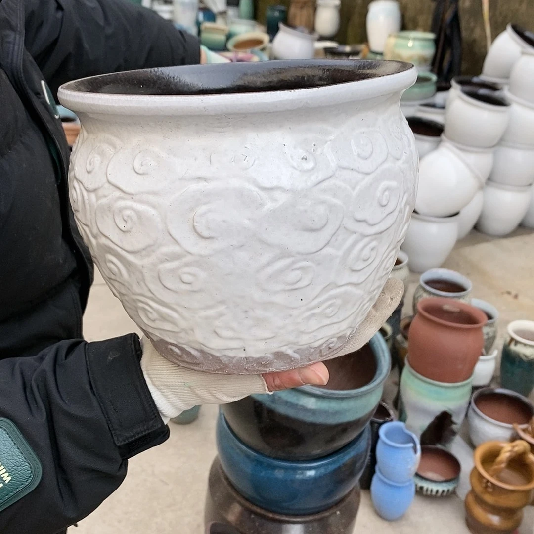 紫砂花盆瑕疵口20高16