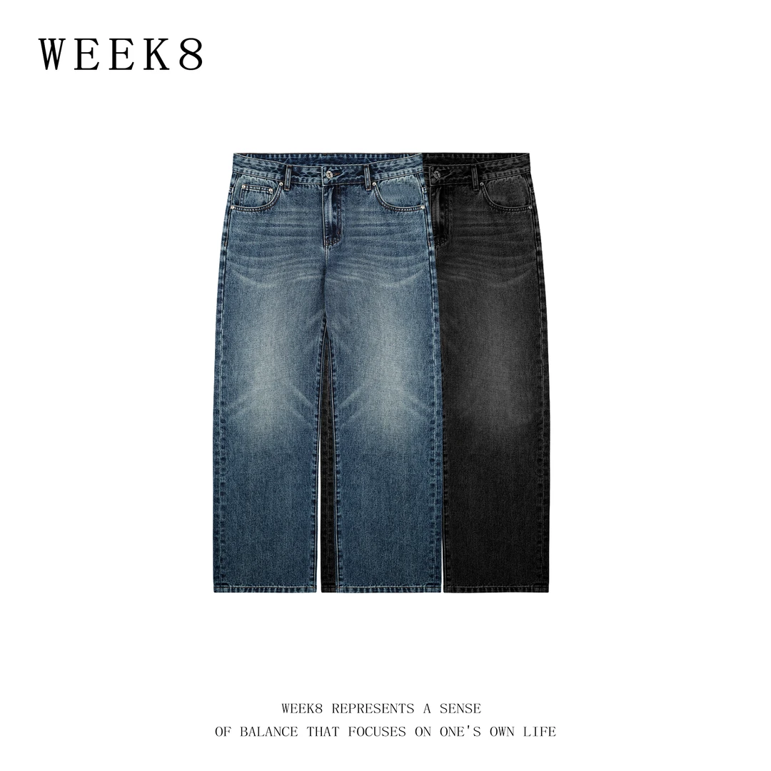 男士水洗微弹舒适拉链经典直筒休闲通勤风潮流百搭显高显瘦牛仔裤