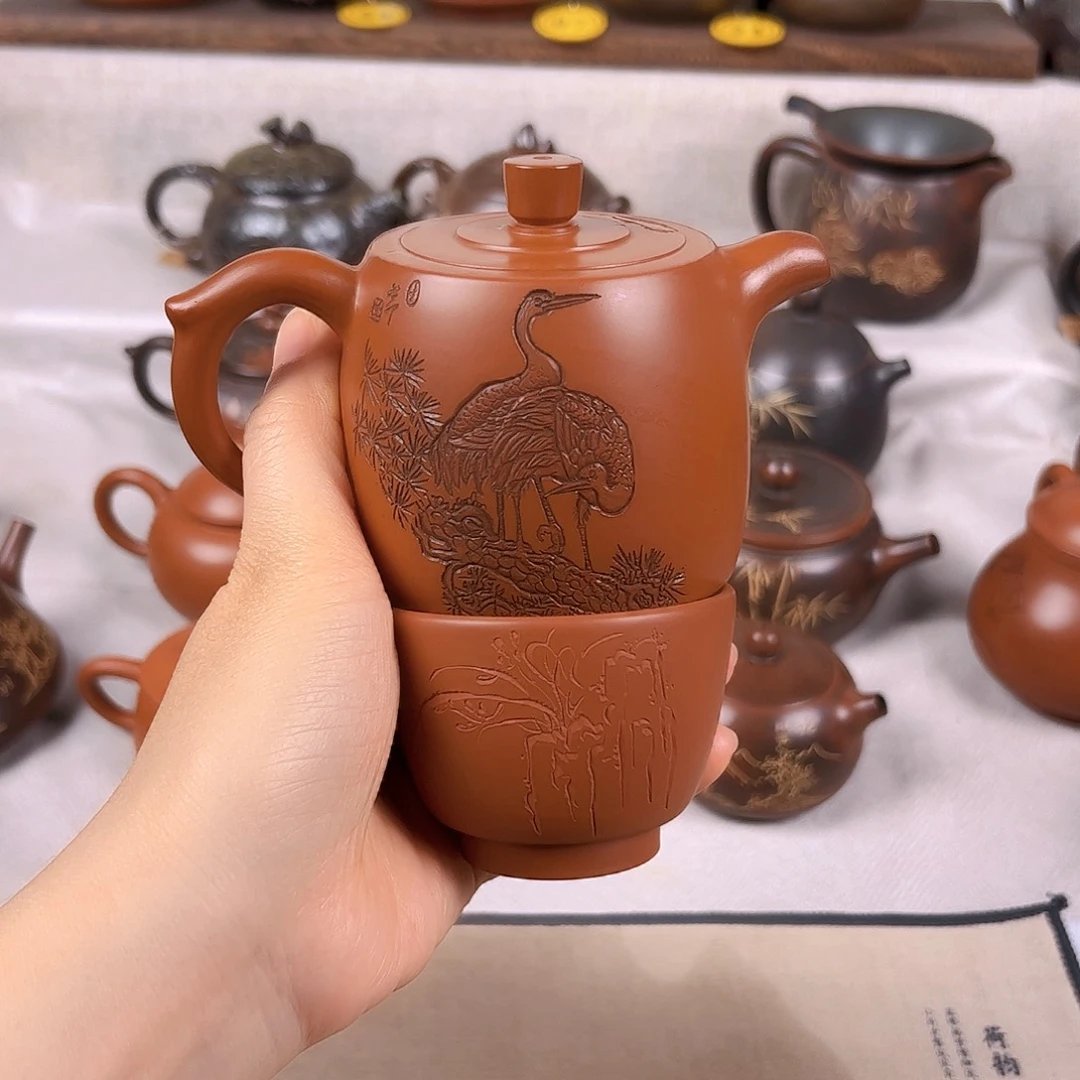 陶瓷h**u220毫升浮雕松鹤