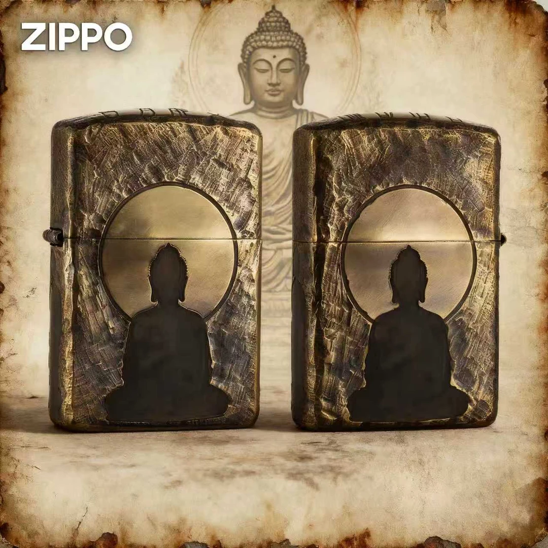 zippo美国正品爆款生日礼物黄铜做旧手雕四大皆空男士送礼DYX1H1