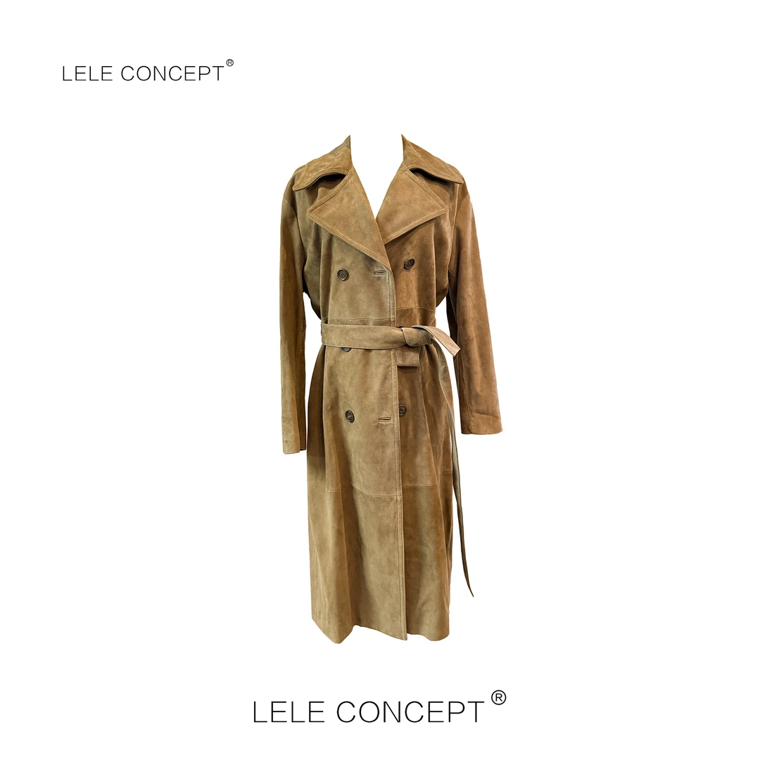 LELE CONCEPT｜早秋都市港风复古腰带皮风衣PF25C0001W