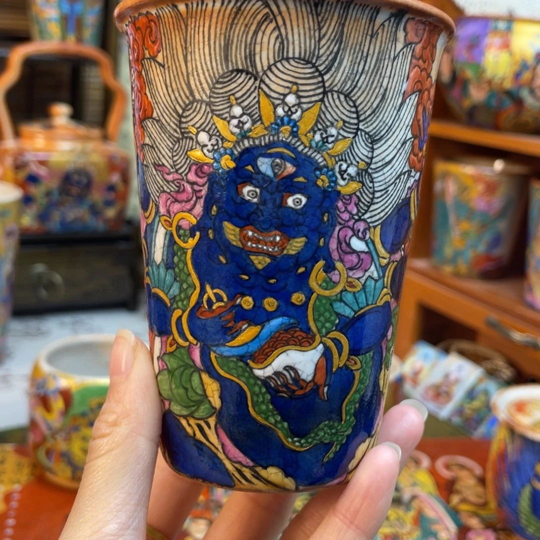 大黑天志野手绘杯杯