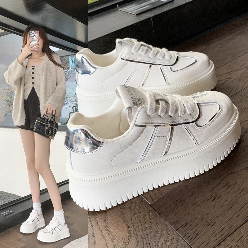 百搭小白鞋韩版通勤春季新款休闲鞋厚底百搭休闲鞋2507