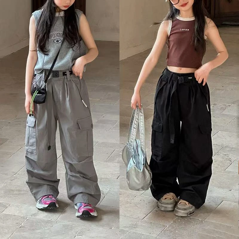 BORAHANKIDS令箭-工装裤2025春新款儿童直筒裤美式男女童百搭长裤