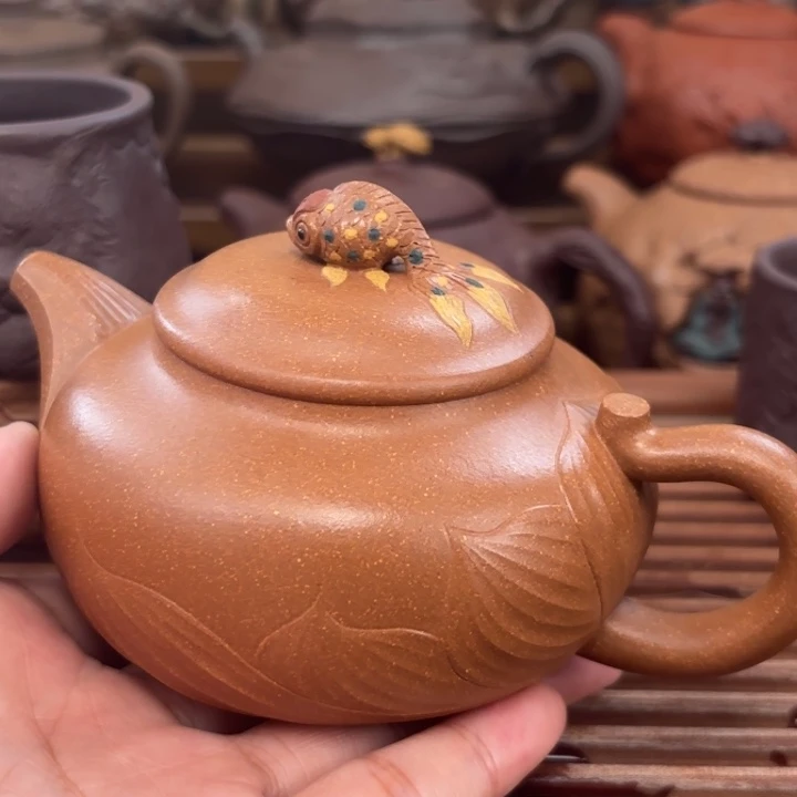 紫砂茶壶金玉满堂黄降坡原矿220c