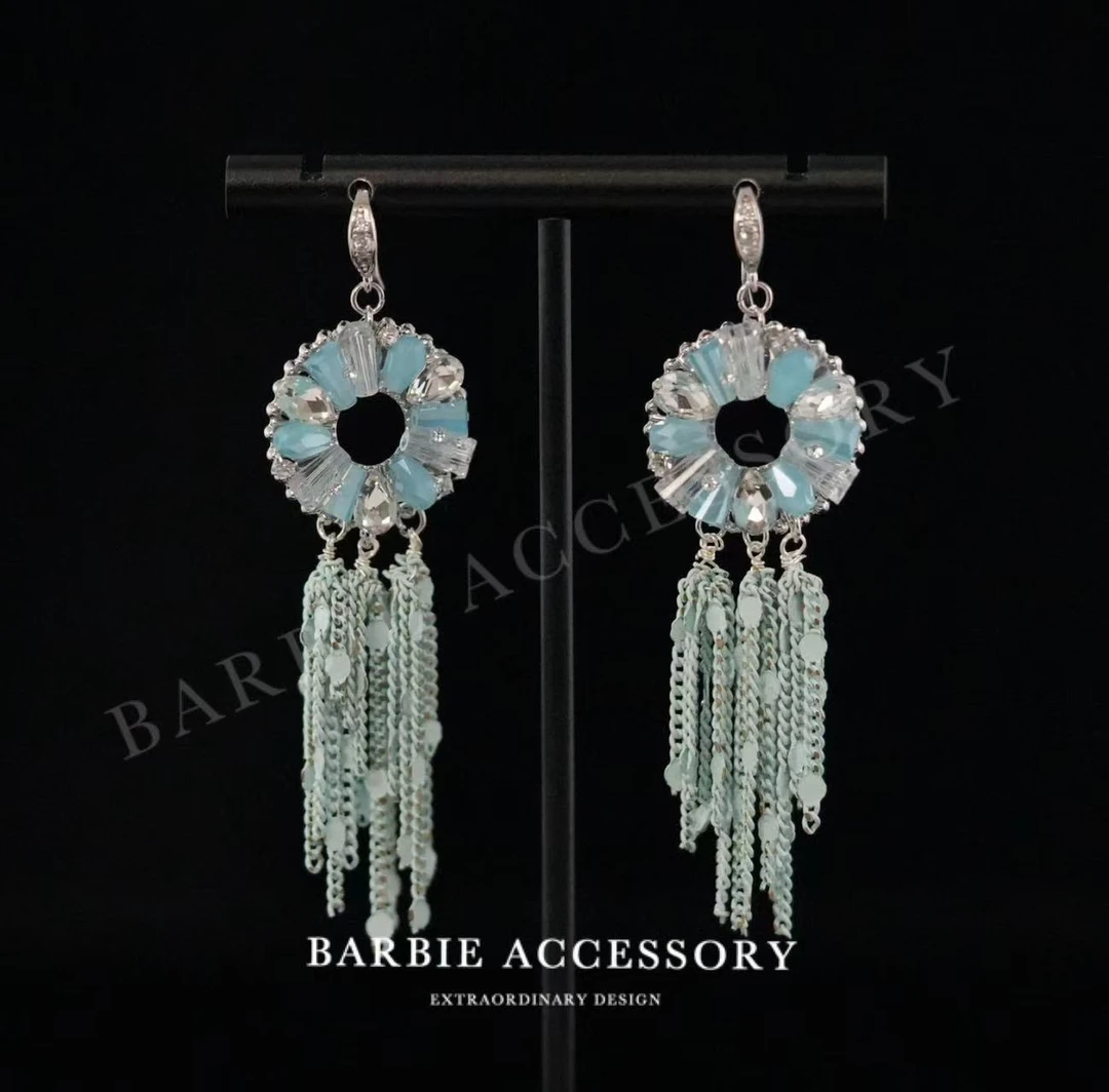 铜合金合成锆石耳饰 【蓝悦恒落】法式既视感设计款高级感绝美耳环