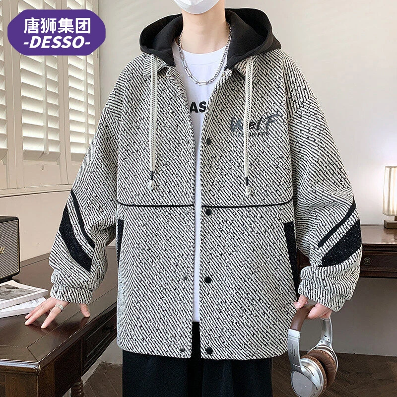 唐狮集团DESSO春秋季连帽男士夹克青少年宽松百搭休闲潮流外套男
