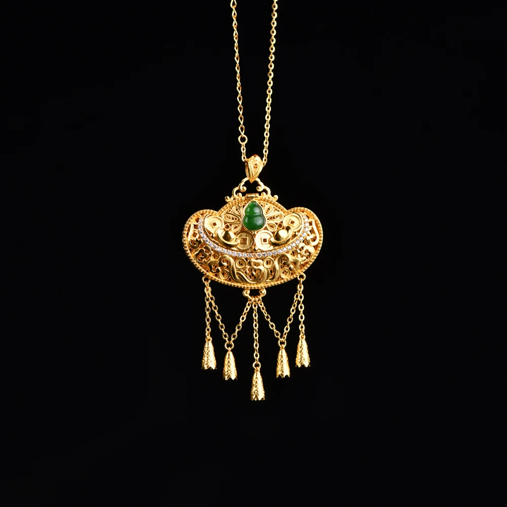 戊申堂【如意锁】翡翠项链吊坠香囊盒 国风珠宝