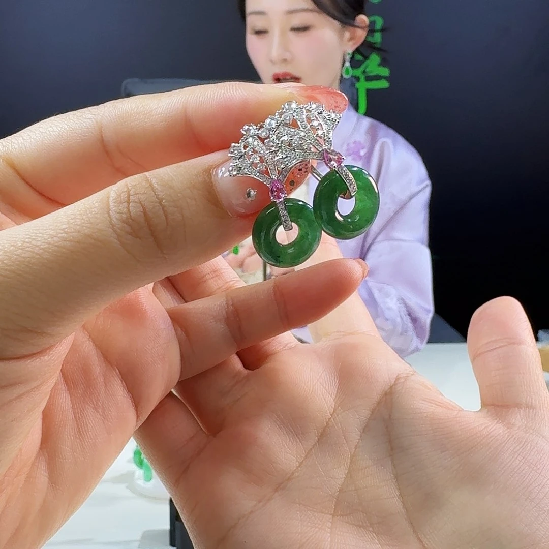 翡翠耳饰18K金镶嵌18k镶嵌