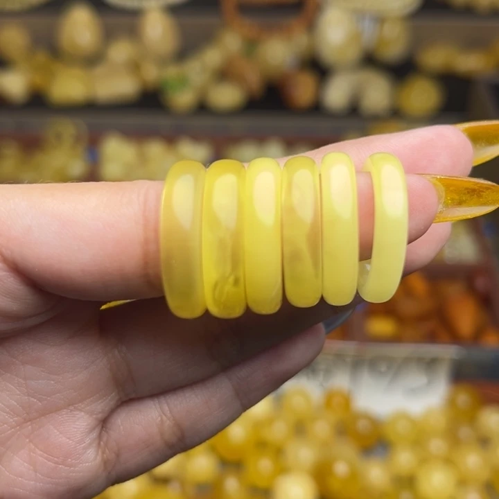 蜜蜡未镶嵌珠宝奇石天然蜜蜡满蜡戒指指环任意一个内径16mm