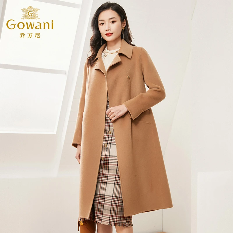 【高级羊绒】乔万尼女装羊毛羊绒双面呢大衣直筒中长款ES4A457