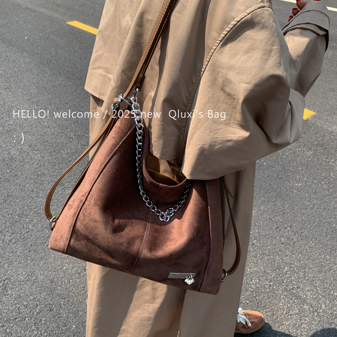 韩系复古早八通勤托特包大容量休闲时尚百搭2025新款多功能双肩包