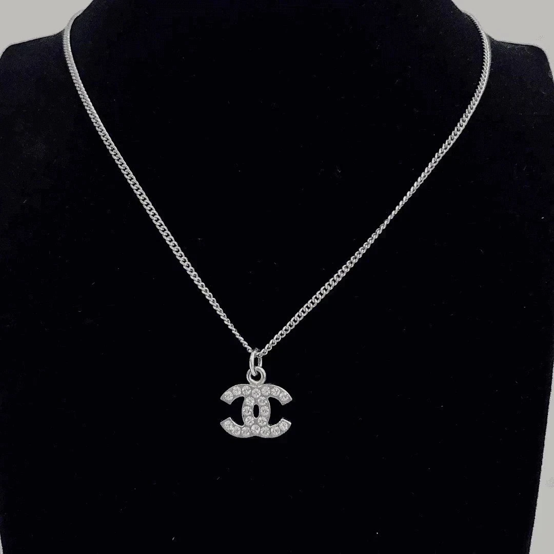 95新 Chanel/香奈儿 Chanel vintage香奈儿中古银色钻钻锁骨链