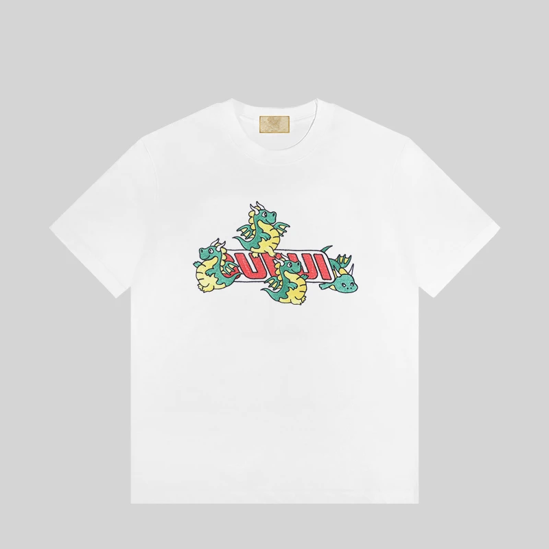 【高定男装】刺绣潮流龙短袖夏季圆领潮流T恤重磅纯棉