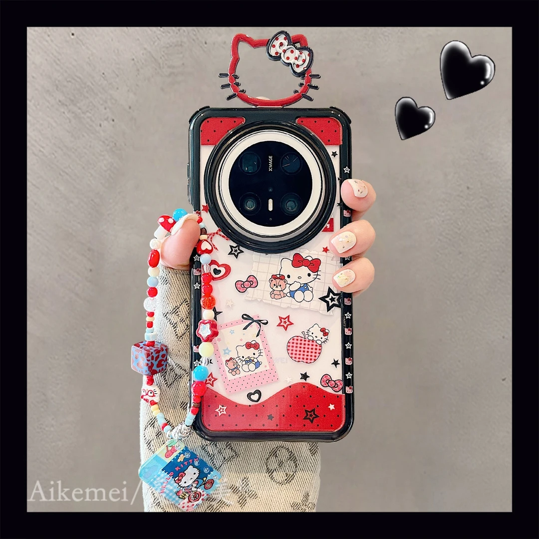 适用华为mate70pro+手机壳可爱卡通Mate60pro+立体kt猫小熊标签女