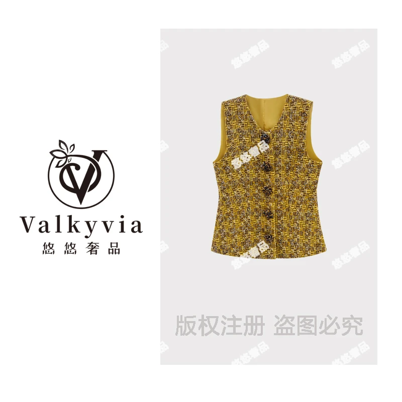 【Valkyvia/悠悠奢品】复古老花时尚轻奢休闲马甲MJ9151