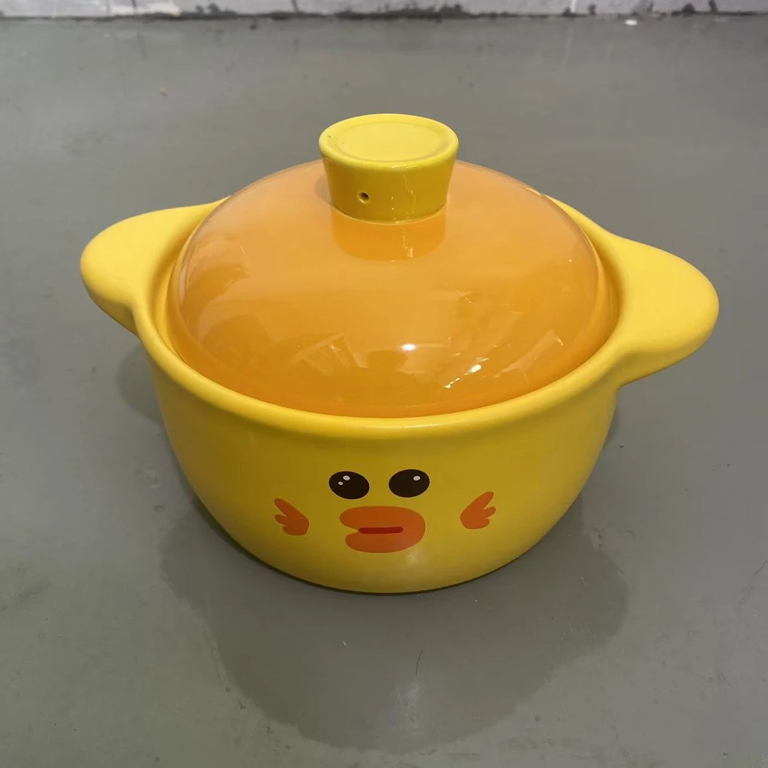 2耐热砂锅新款煲汤家用耐高温小黄鸭1.8L砂锅