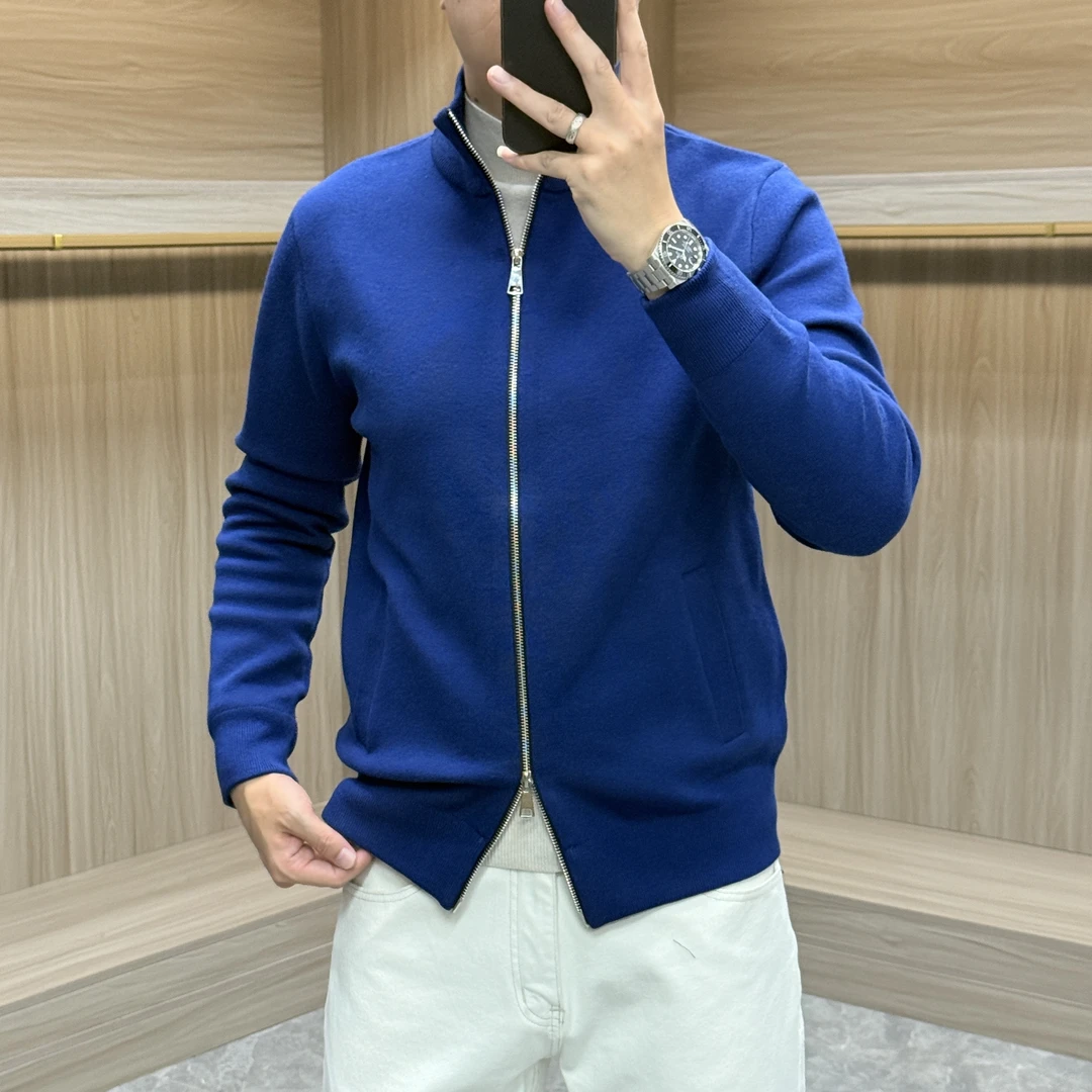 羊毛外套抗起球高端定制莱赛尔可机洗开衫双开拉链立领保暖舒适潮