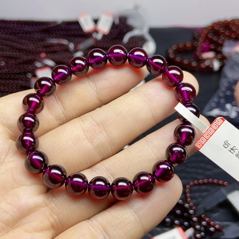 【闪购商品】石榴石（紫牙乌）手链未镶嵌8.5毫米