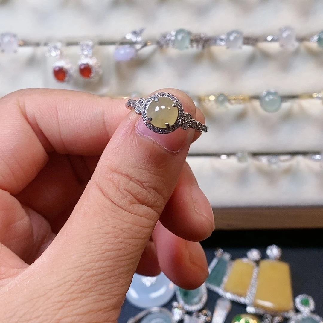 翡翠银S925镶嵌戒指