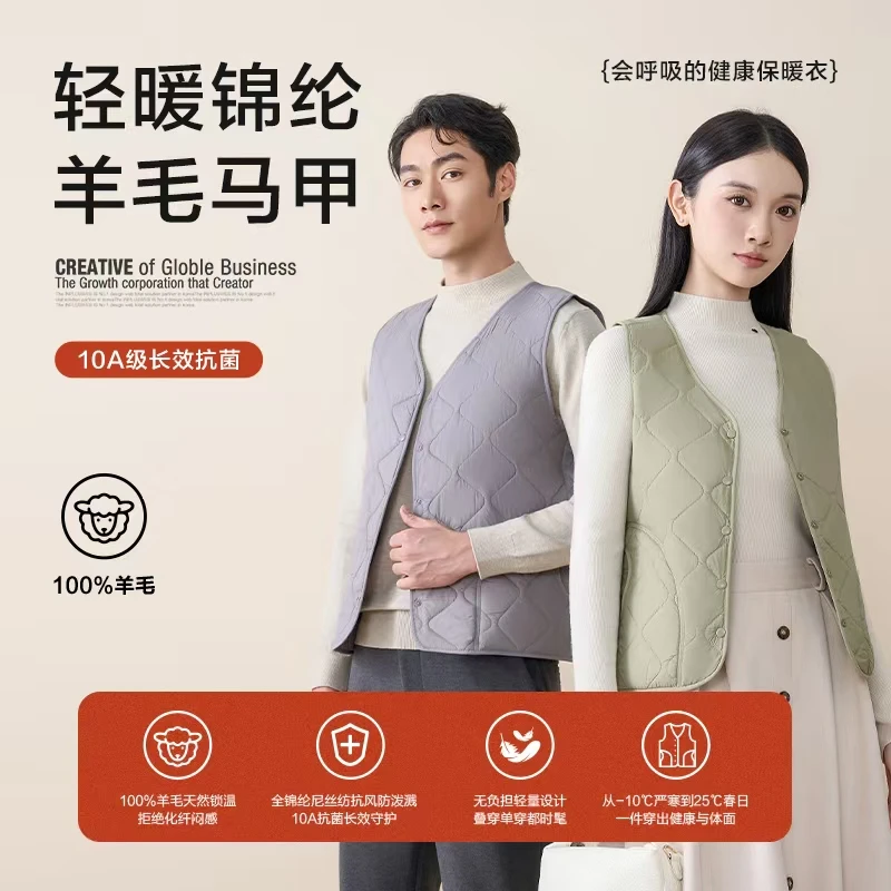 【崔万志】秋冬男女情侣款时尚轻暖锦纶羊毛马甲