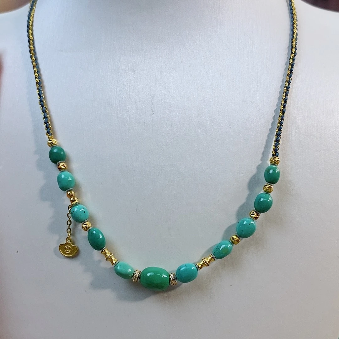 银S925镀金镶嵌绿松石珠宝奇石