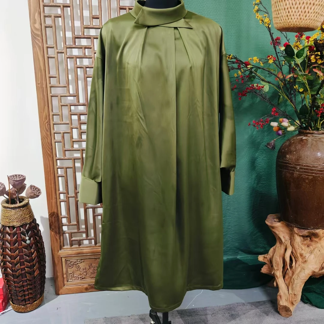 凤徕兮私人定制军绿色光板翻领设计款衬衫(NL189) 绿