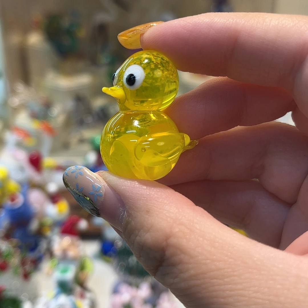 琉璃手工艺品扎花小鸭子