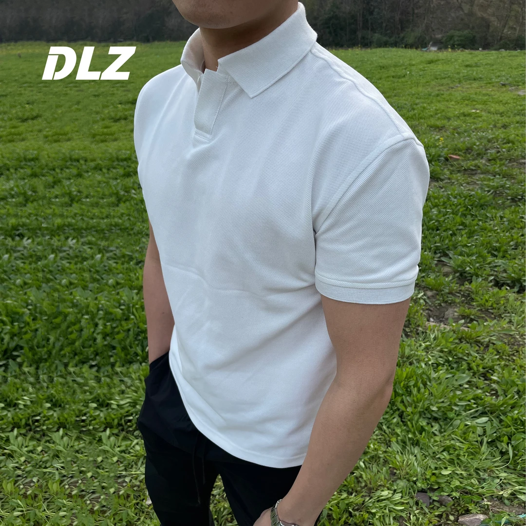 DLZ强哥Polo衫短袖合身美式珠地翻领纯色简约T恤