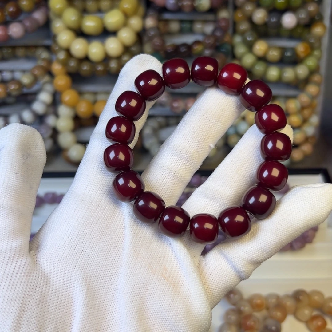 手串菩提根/象牙果糖心朱砂供桶珠卡13
