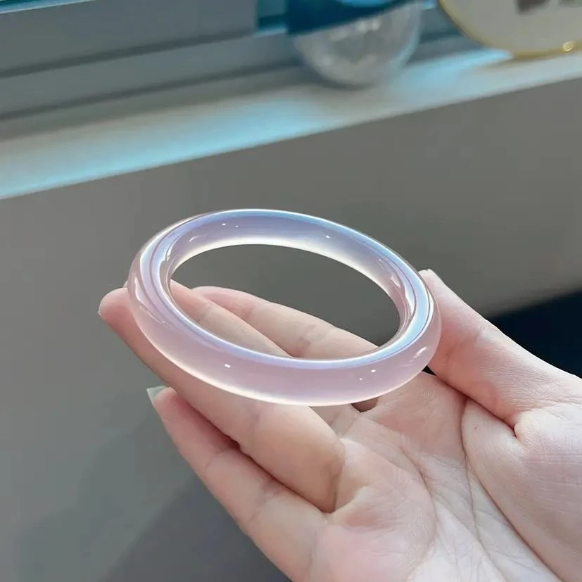 冰粉色手镯冰透正圈