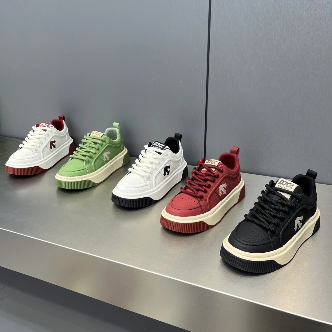 68-708秋冬新款韩版低帮男鞋皮面厚底运动休闲鞋男士板鞋