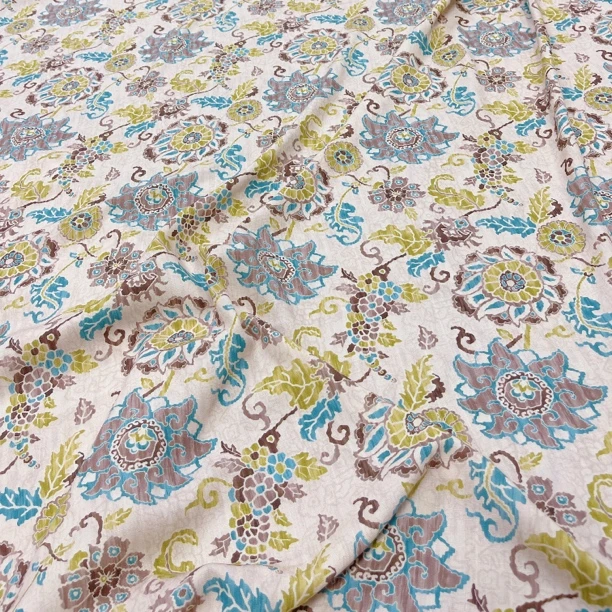 天然丝麻布料圆花