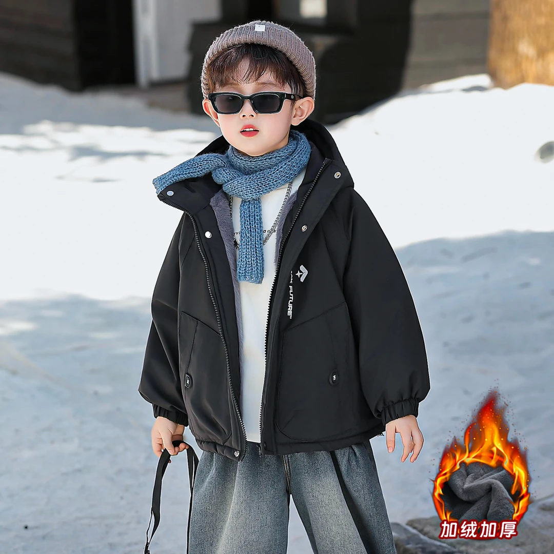 男童外套加绒加厚秋冬2025新款痞帅防风儿童派克服冬季宝宝上衣潮