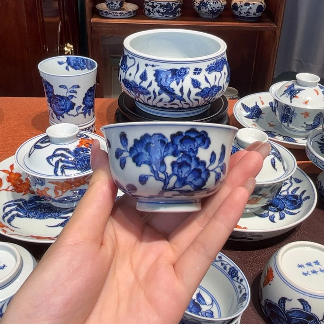 青花雯华堂手绘杯杯