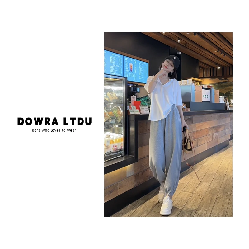 Dowra-LTDU【半夏山风】25年夏款纯色连帽百搭短袖T恤女潮016-00286
