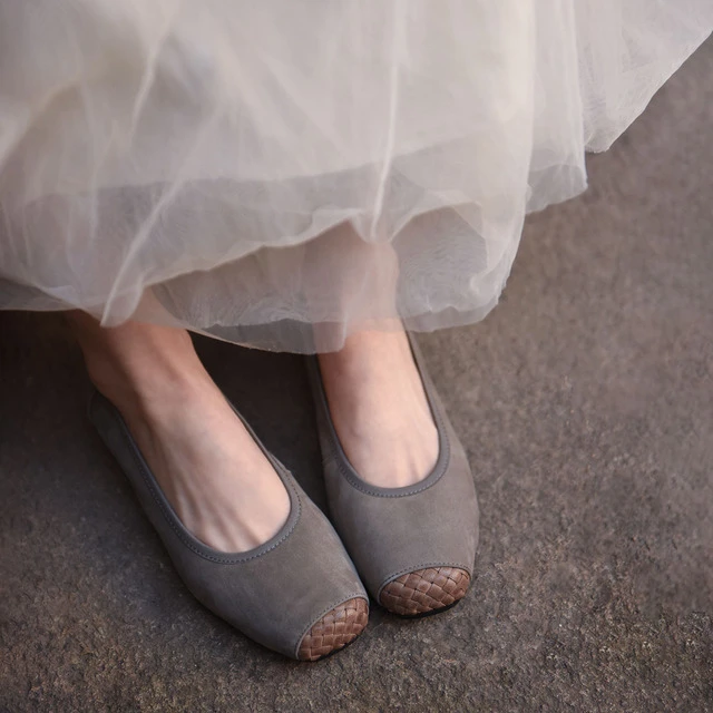 Artmu阿木软底豆豆鞋平底浅口单鞋手工编织大码女鞋2025春季新款