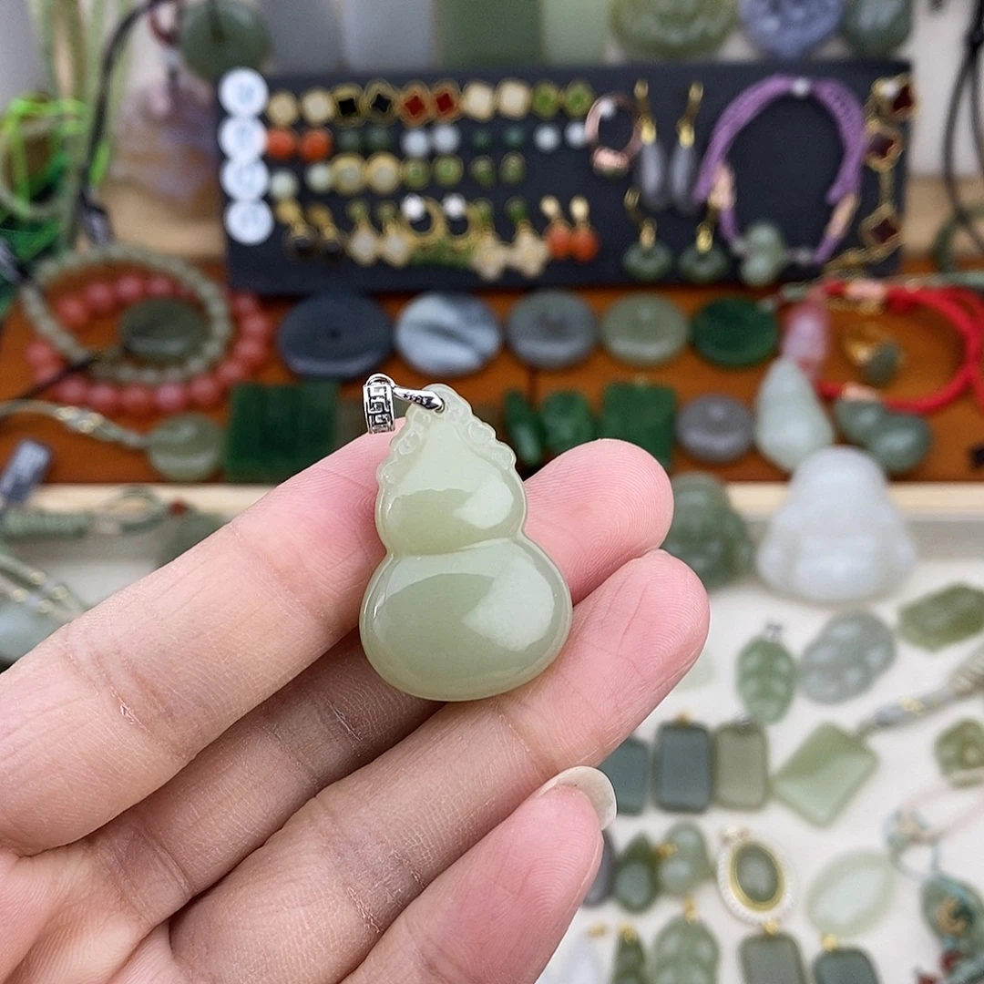 和田玉银S925镶嵌吊坠(不含链)