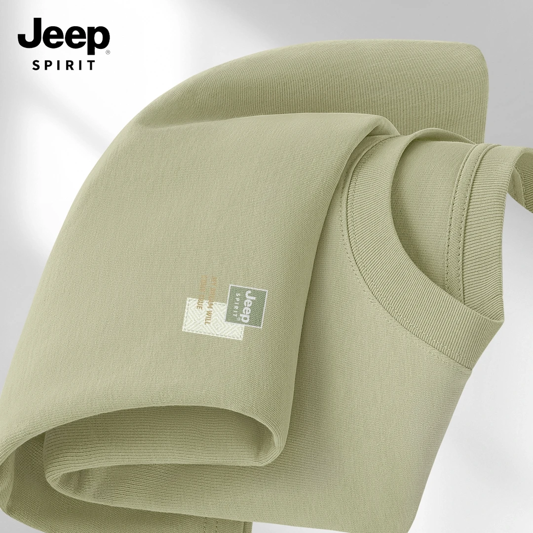 JEEP吉普打底衫男款圆领纯棉春秋季t恤男运动简约潮休闲男士长袖Z