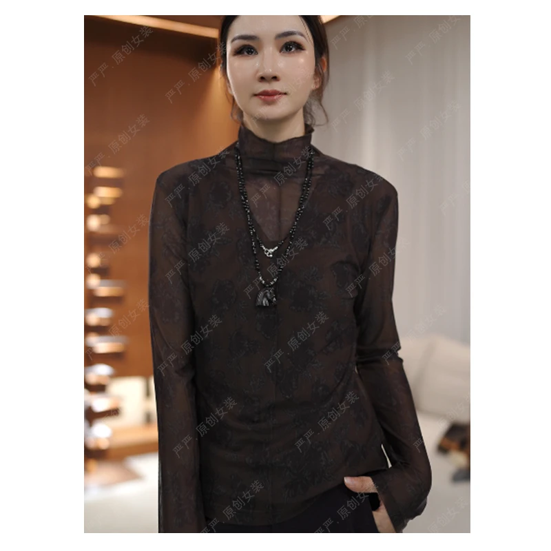 【上新季】小众设计休闲百搭高领长袖T恤网眼打底衫女D25393