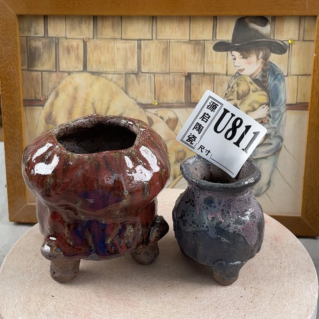 紫砂花盆景德镇陶瓷花盆811