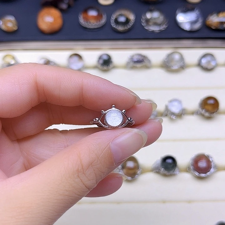 银S925镶嵌戒指发晶天然