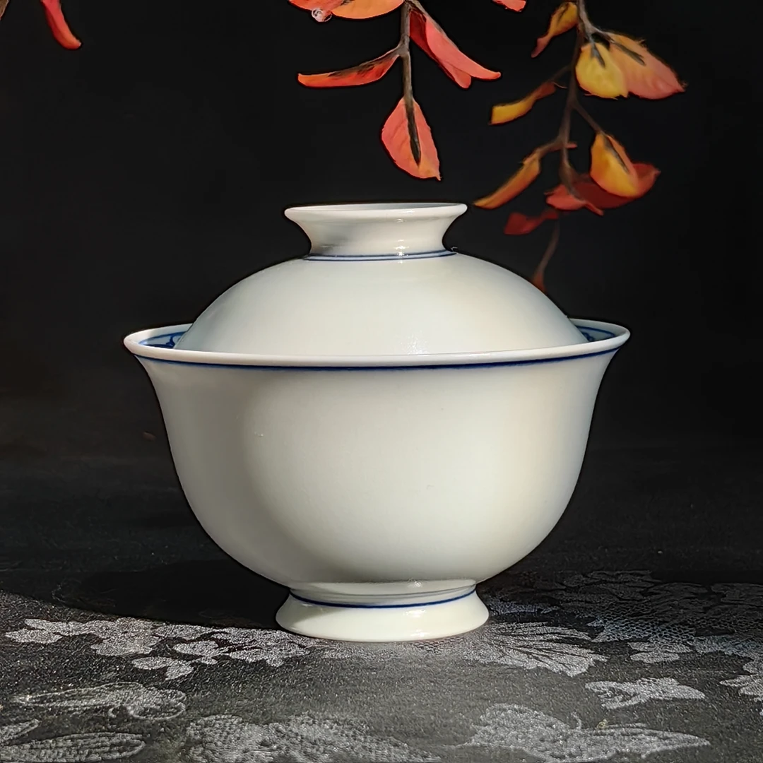 觅纤柴窑 福利宝相花盖碗-110毫升 MQ333