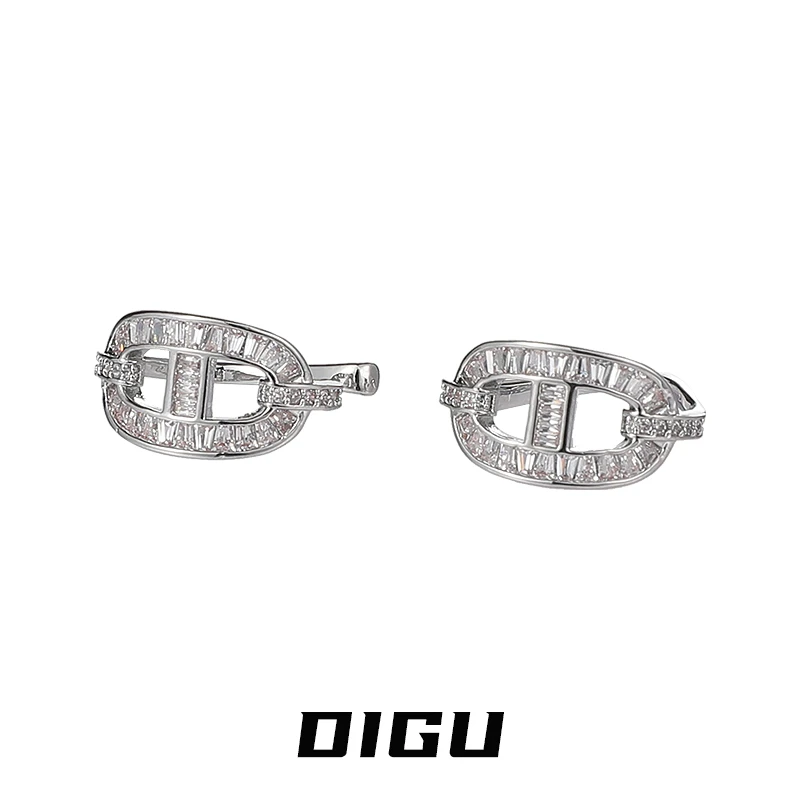 嘀咕家 铜合金合成锆石耳饰 轻奢小猪鼻子耳夹时尚耳夹百搭耳饰