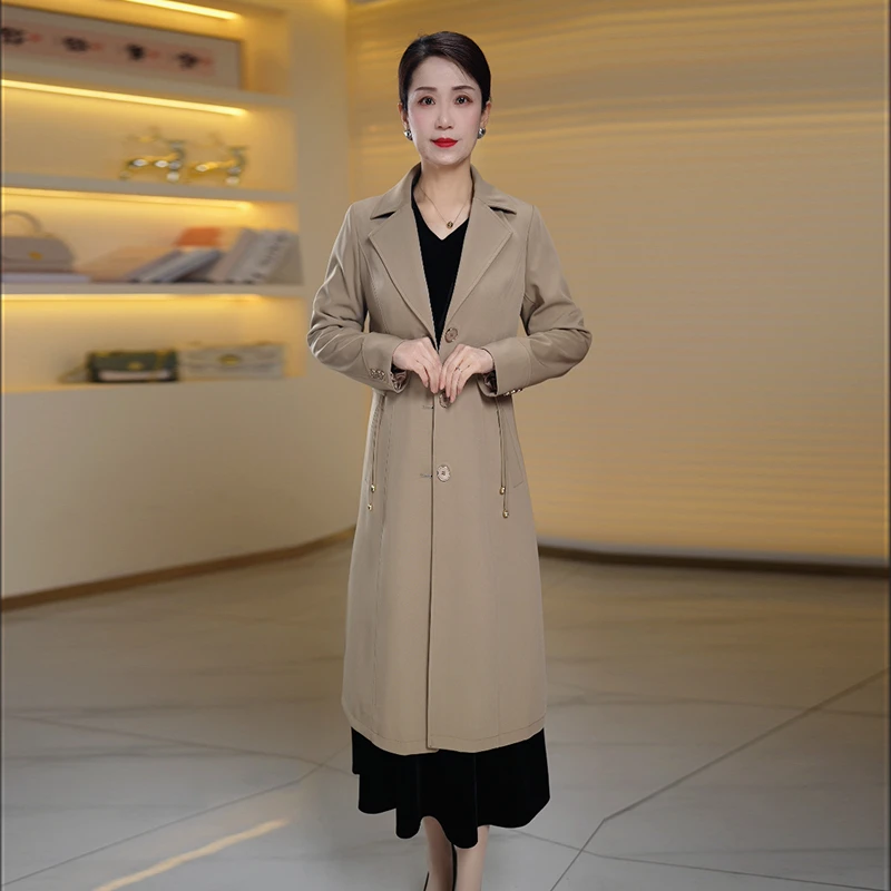 高端上档次风衣外套女春中长修身气质显瘦大码洋气上档次百搭大衣