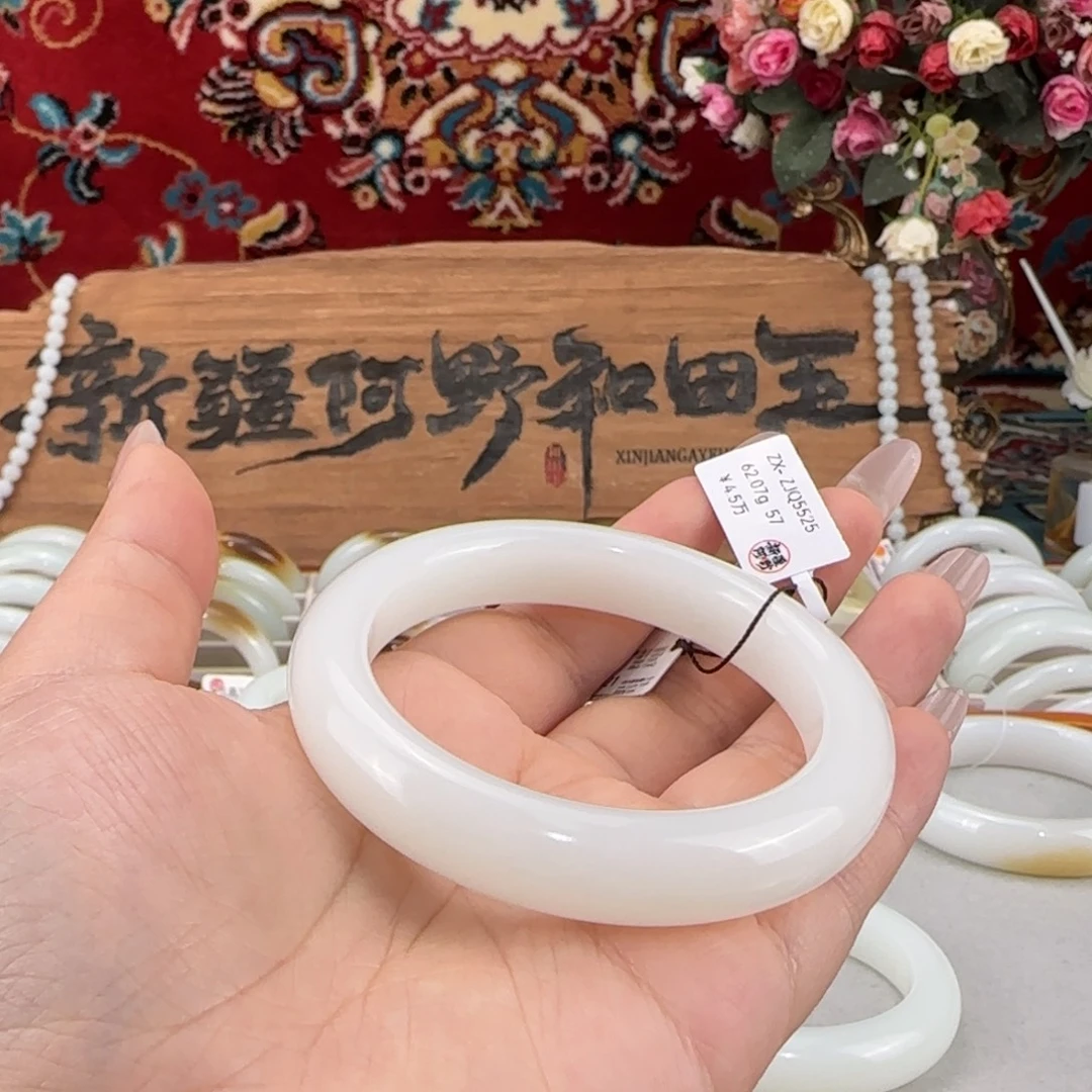和田玉未镶嵌手镯新疆和田玉羊脂白玉手镯条宽12+
