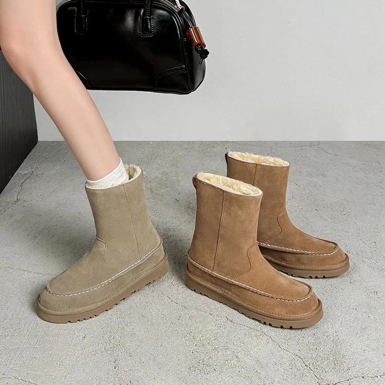 2.5cm 复古百搭舒适软底雪地靴冬季韩版网红简约休闲时尚保暖棉靴